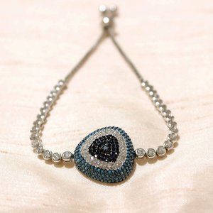 TURQUOISE TRIANGLE EVIL EYE PENDANT BOLO BRACELET